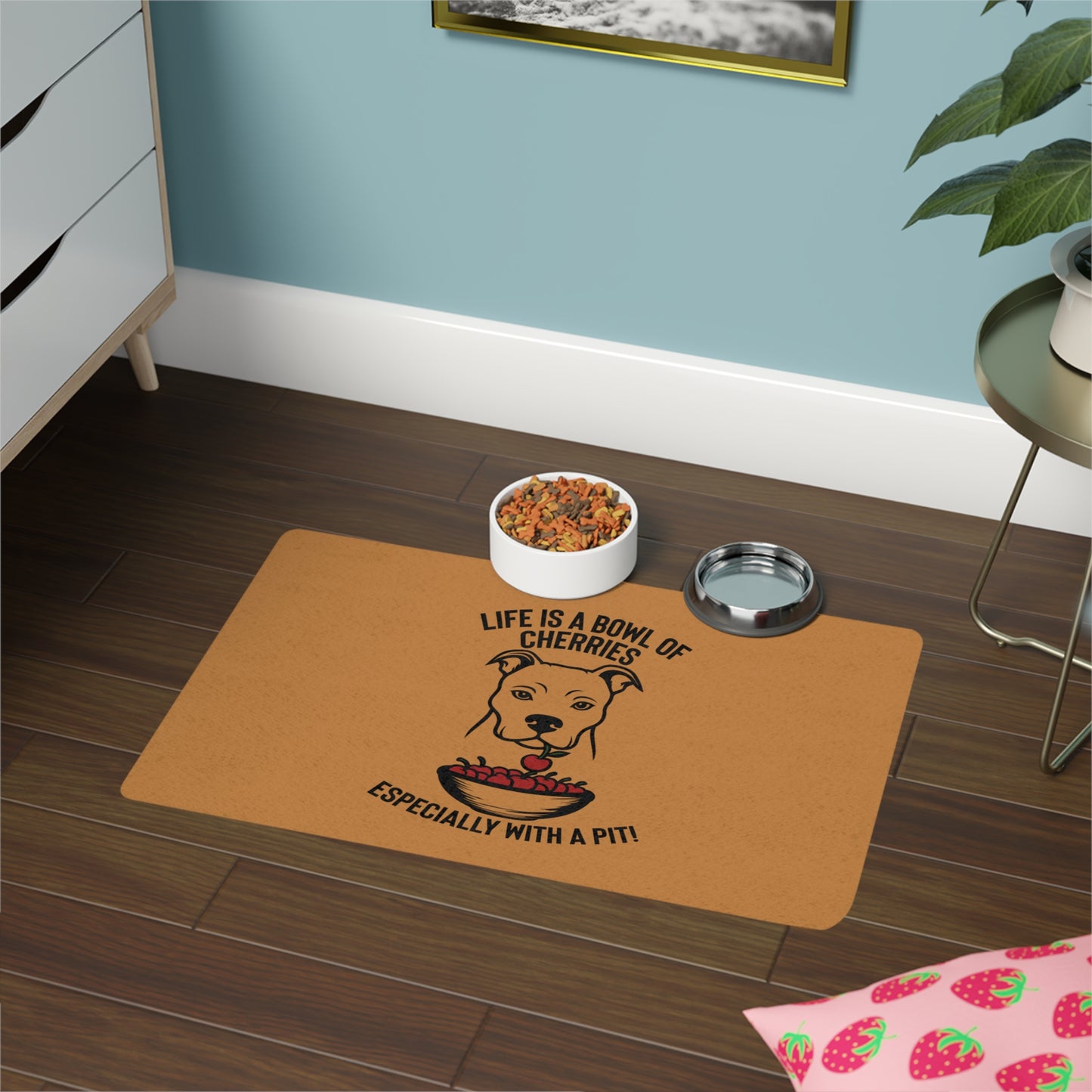 Life Is A Bowl Of Cherries Pet Food Mat (12x18)