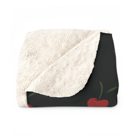 Life Is A Bowl Of Cherries Pitbull Sherpa Fleece Blanket (Black)