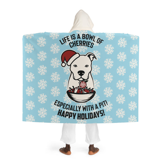 Holiday Pitbull Hooded Sherpa Fleece Blanket