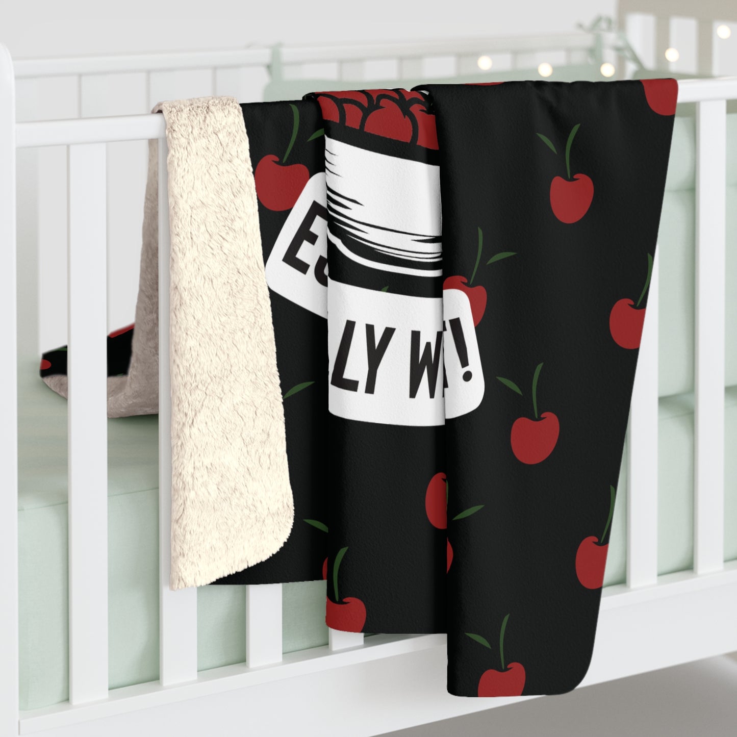 Life Is A Bowl Of Cherries Pitbull Sherpa Fleece Blanket (Black)