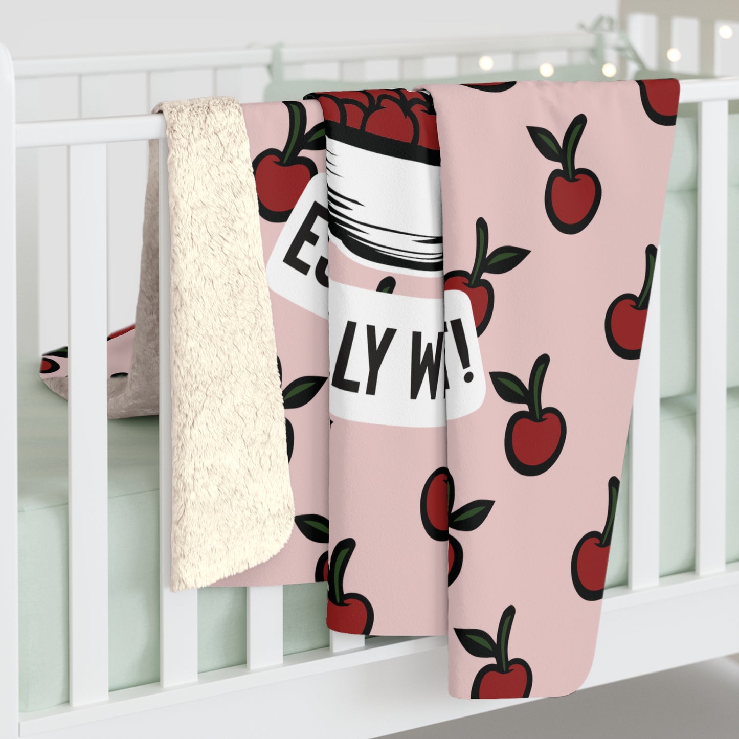 Life Is A Bowl Of Cherries Pitbull Sherpa Fleece Blanket (Pink)