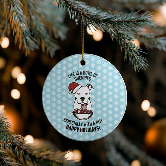 Holiday Pitbull Ceramic Decorative Ornament