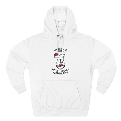 Holiday Pitbull Unisex Three-Panel Fleece Hoodie