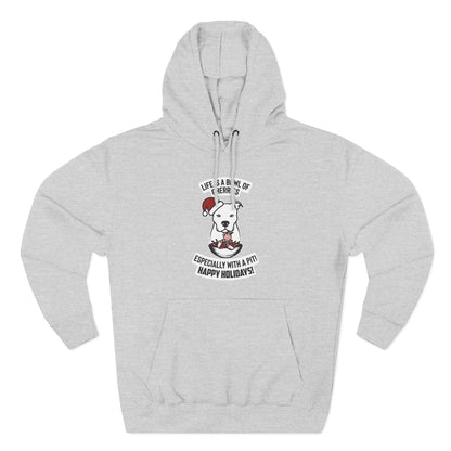Holiday Pitbull Unisex Three-Panel Fleece Hoodie