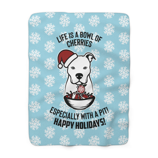 Holiday Pitbull Sherpa Fleece Blanket