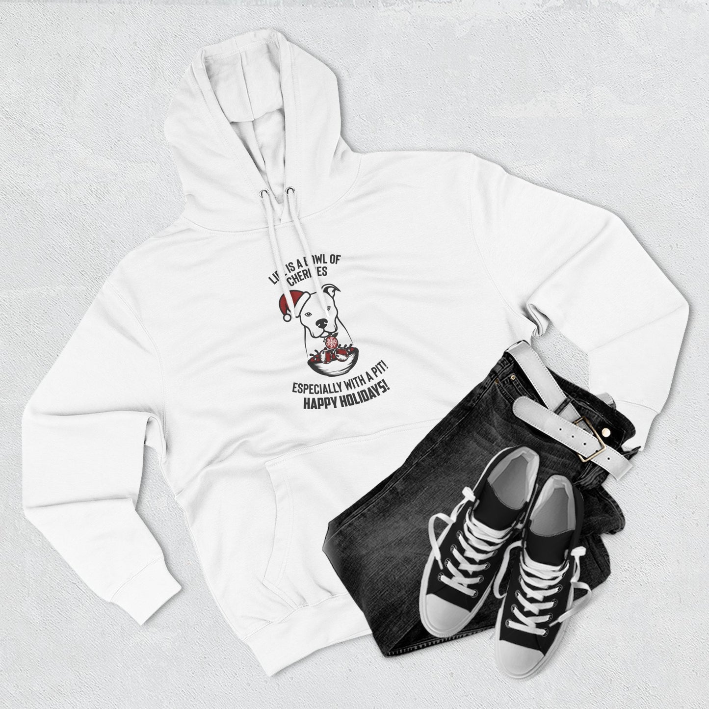 Holiday Pitbull Unisex Three-Panel Fleece Hoodie