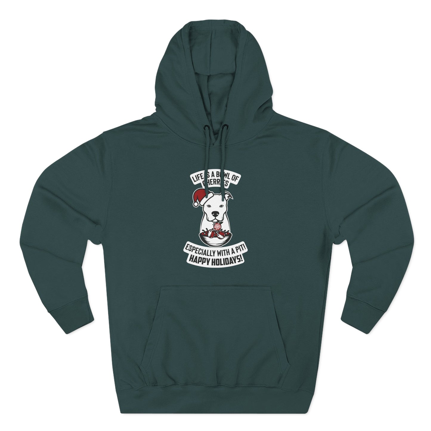 Holiday Pitbull Unisex Three-Panel Fleece Hoodie