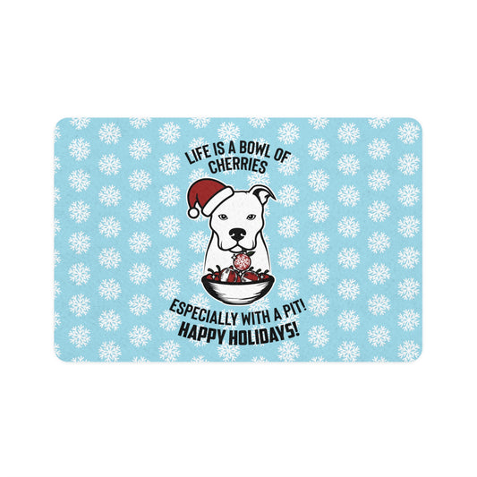 Holiday Pitbull Pet Food Mat (12x18)
