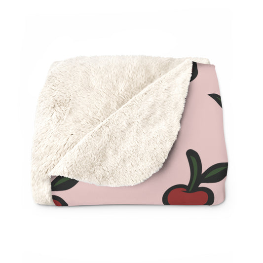 Life Is A Bowl Of Cherries Pitbull Sherpa Fleece Blanket (Pink)