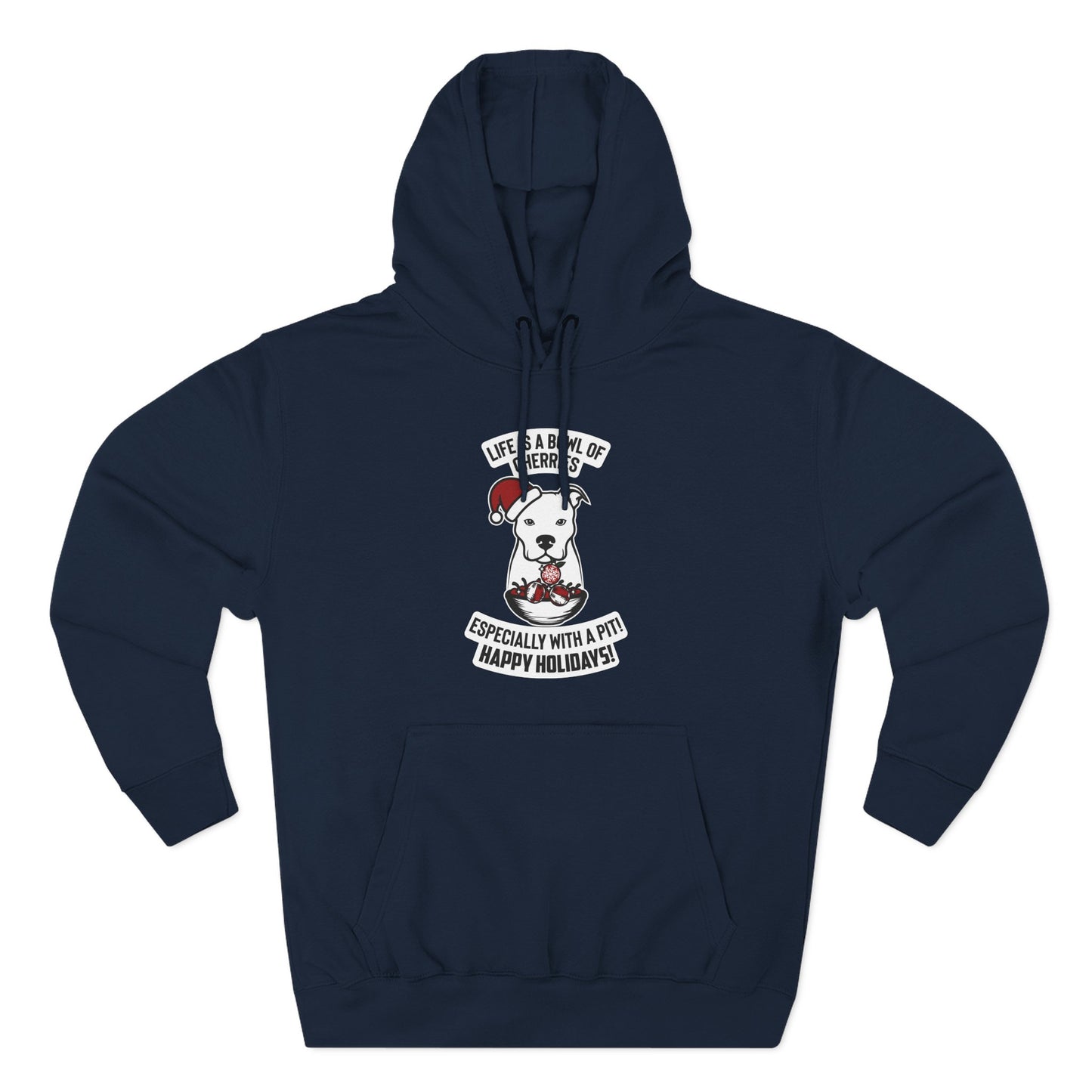 Holiday Pitbull Unisex Three-Panel Fleece Hoodie