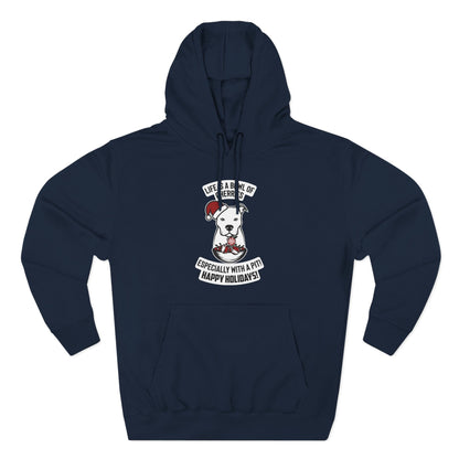 Holiday Pitbull Unisex Three-Panel Fleece Hoodie