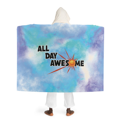 All Day Awesome Tie Dye Hooded Sherpa Fleece Blanket