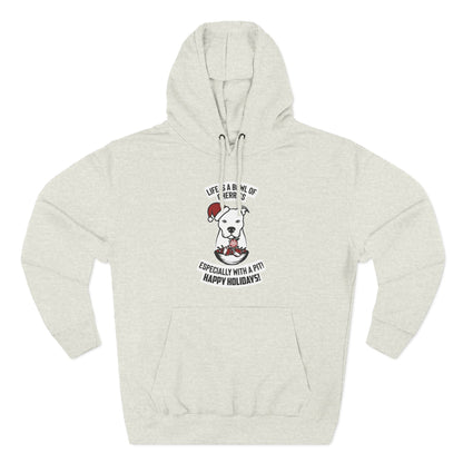 Holiday Pitbull Unisex Three-Panel Fleece Hoodie